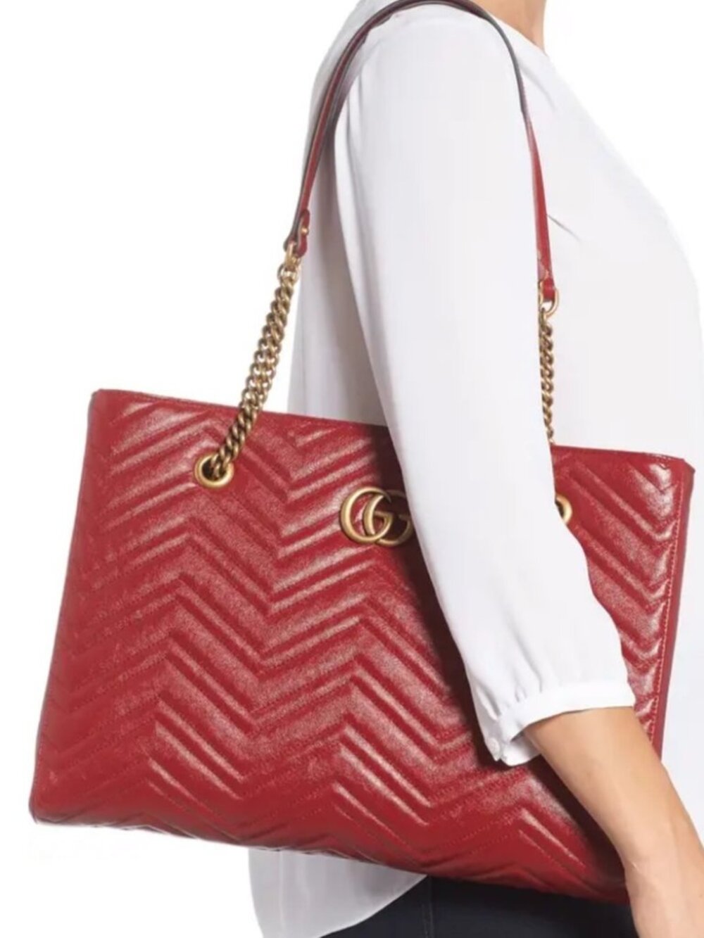 Gucci GG Marmont Tote Bag - Red